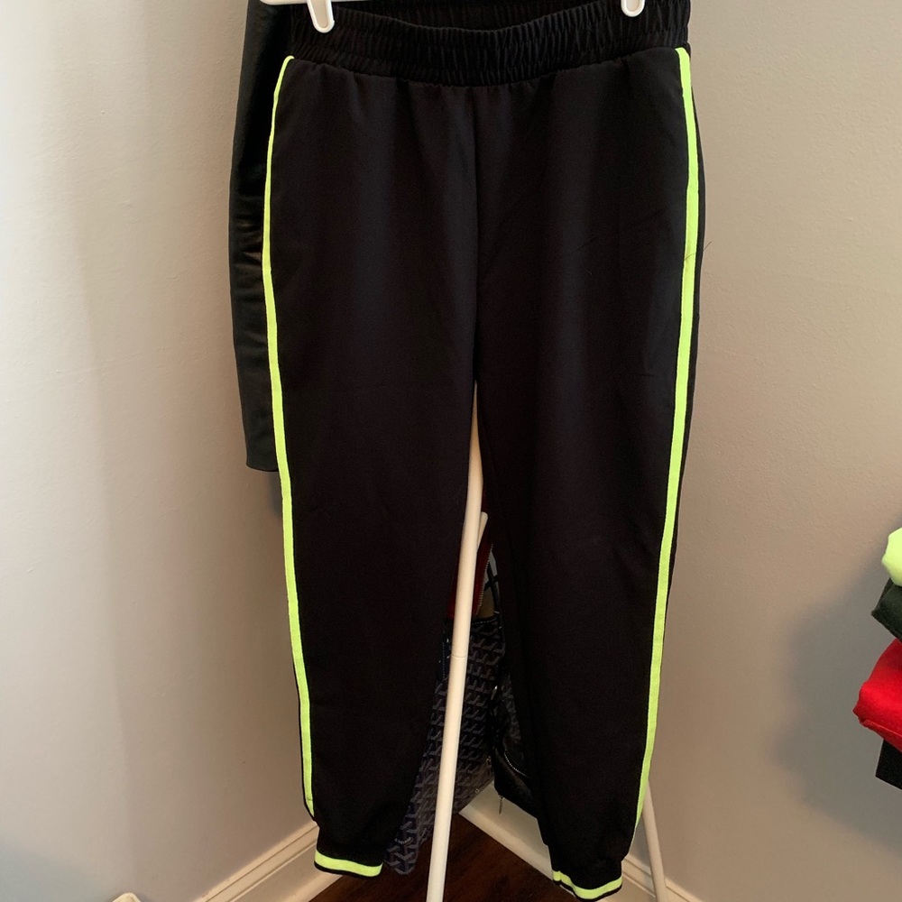 Zara Black & Neon Green Joggers